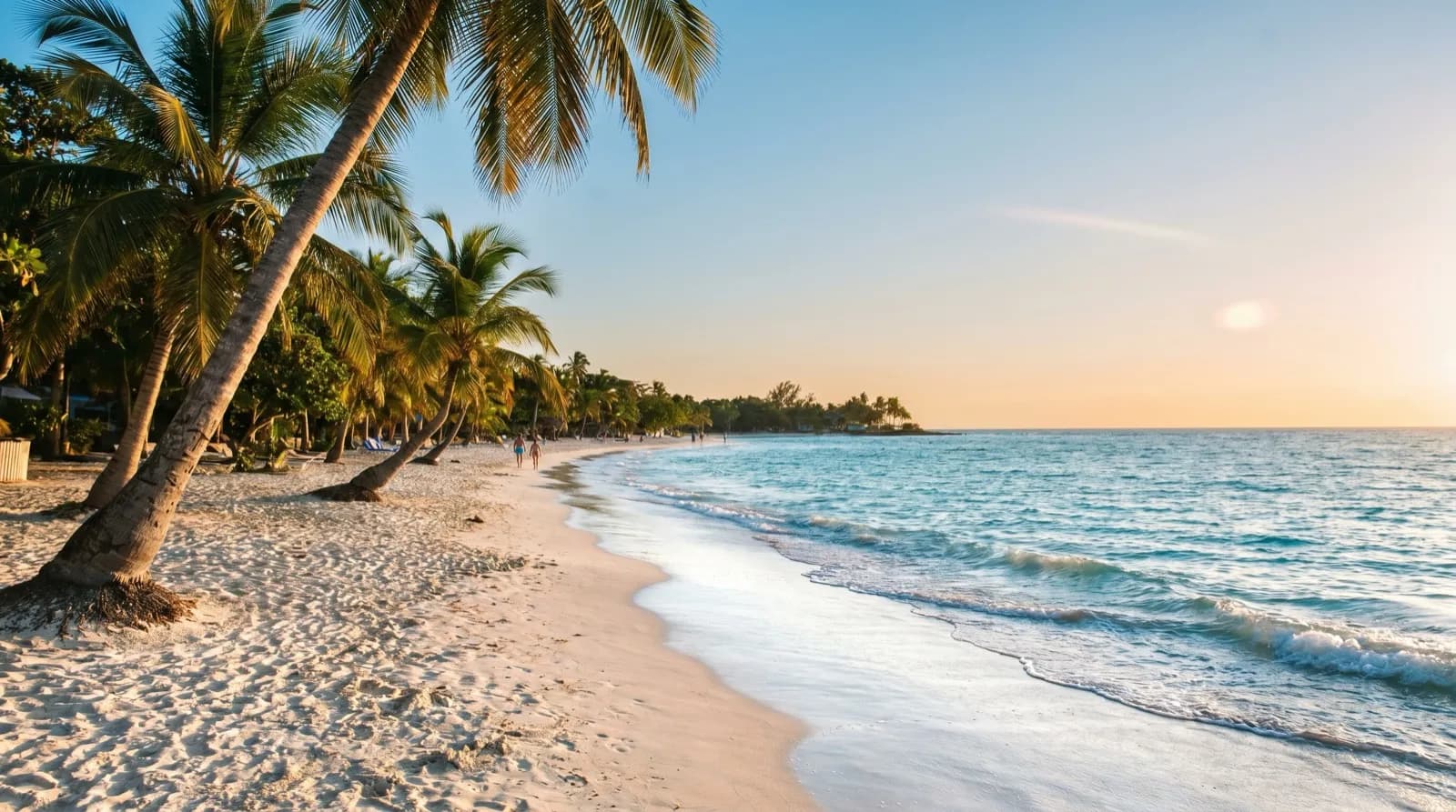 Palm-lined turquoise Caribbean beach at Negril, Jamaica