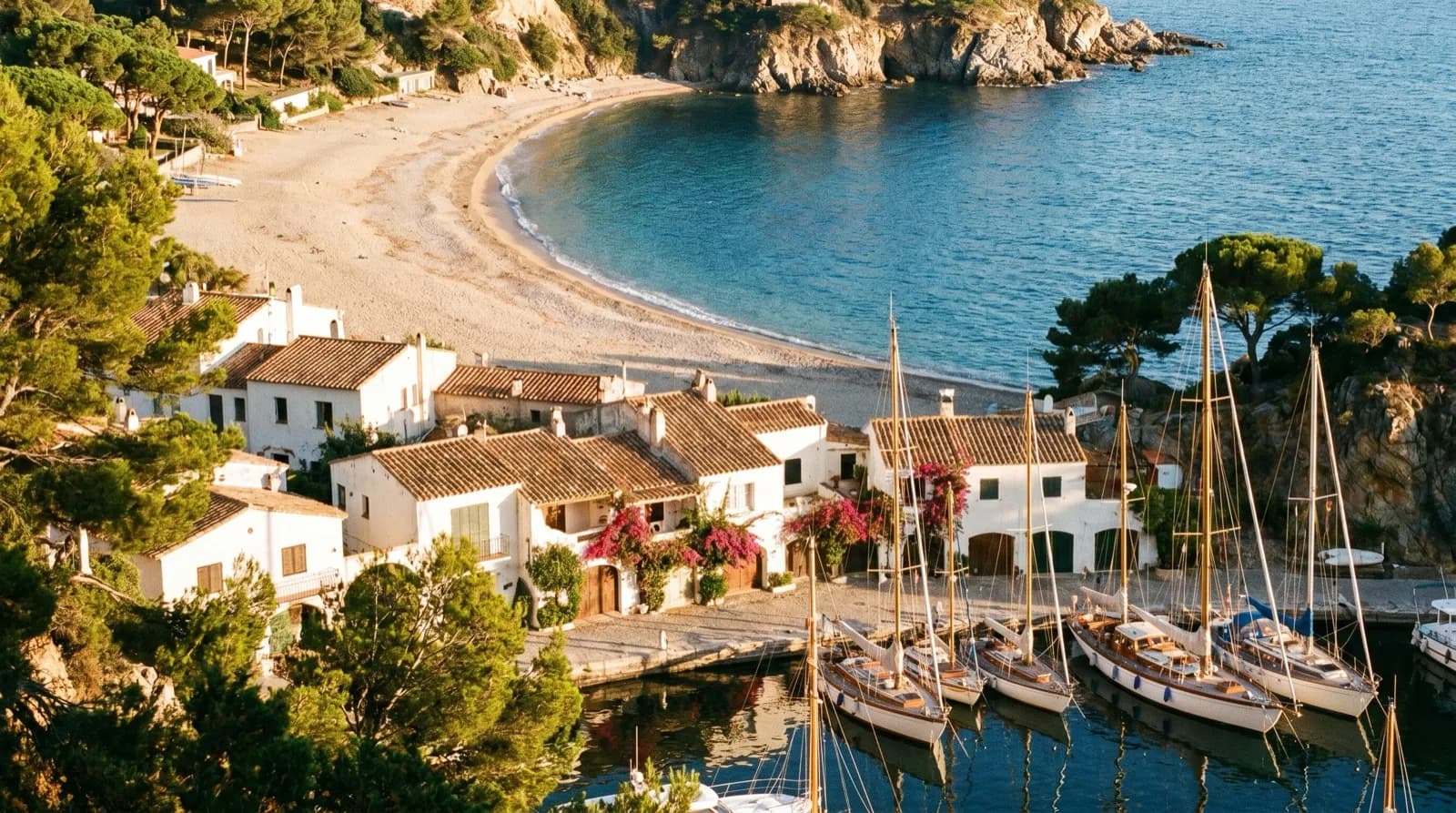 Sun-drenched Mediterranean coastal village on the French Riviera