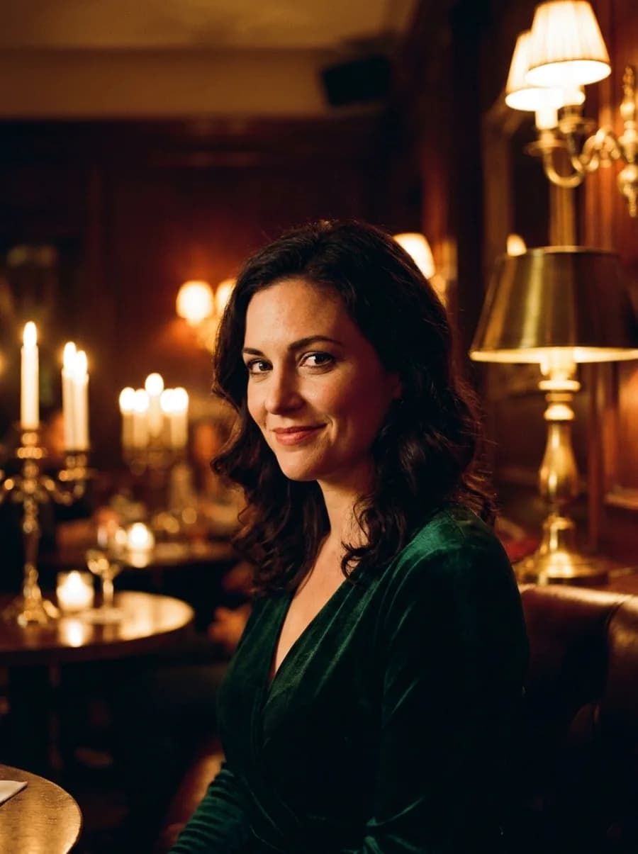 A confident woman laughing in warm evening light