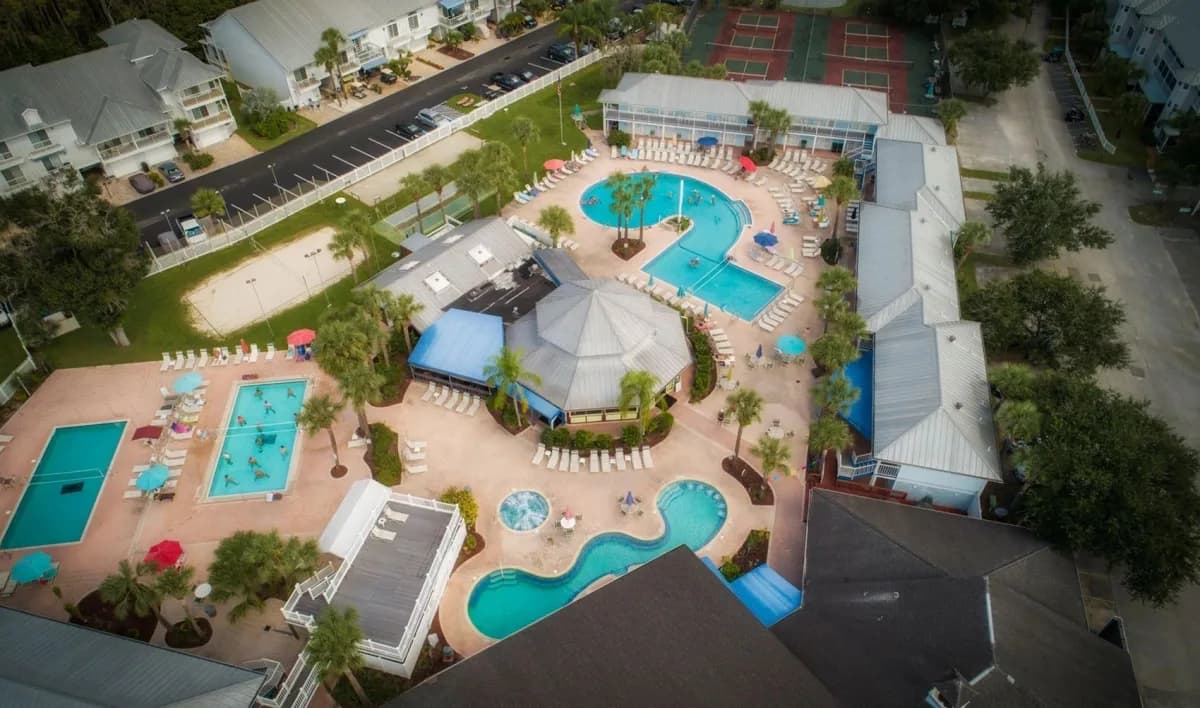 A relaxed Florida lifestyle resort at golden hour