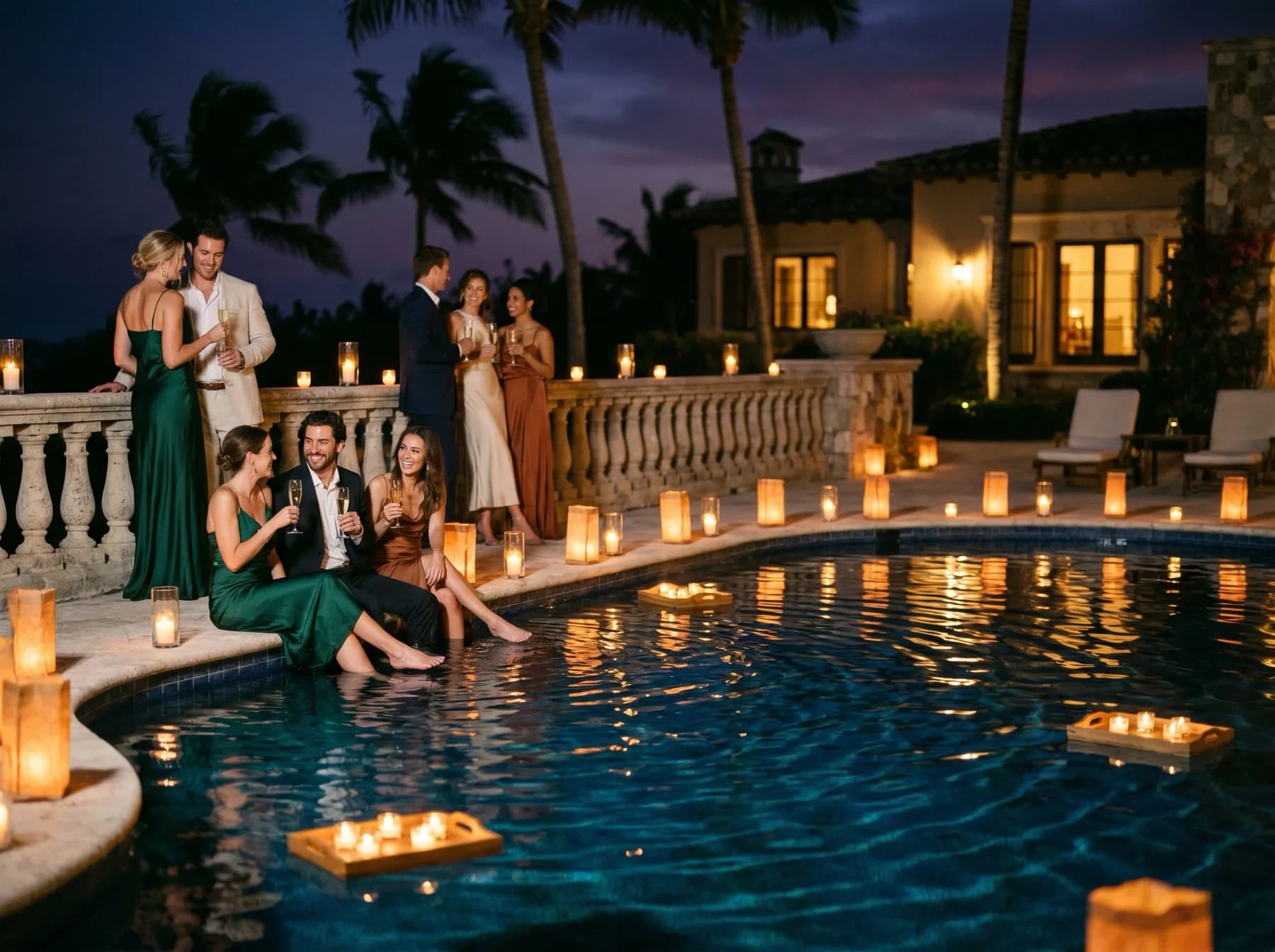 Verified lifestyle guests at a sunlit resort pool